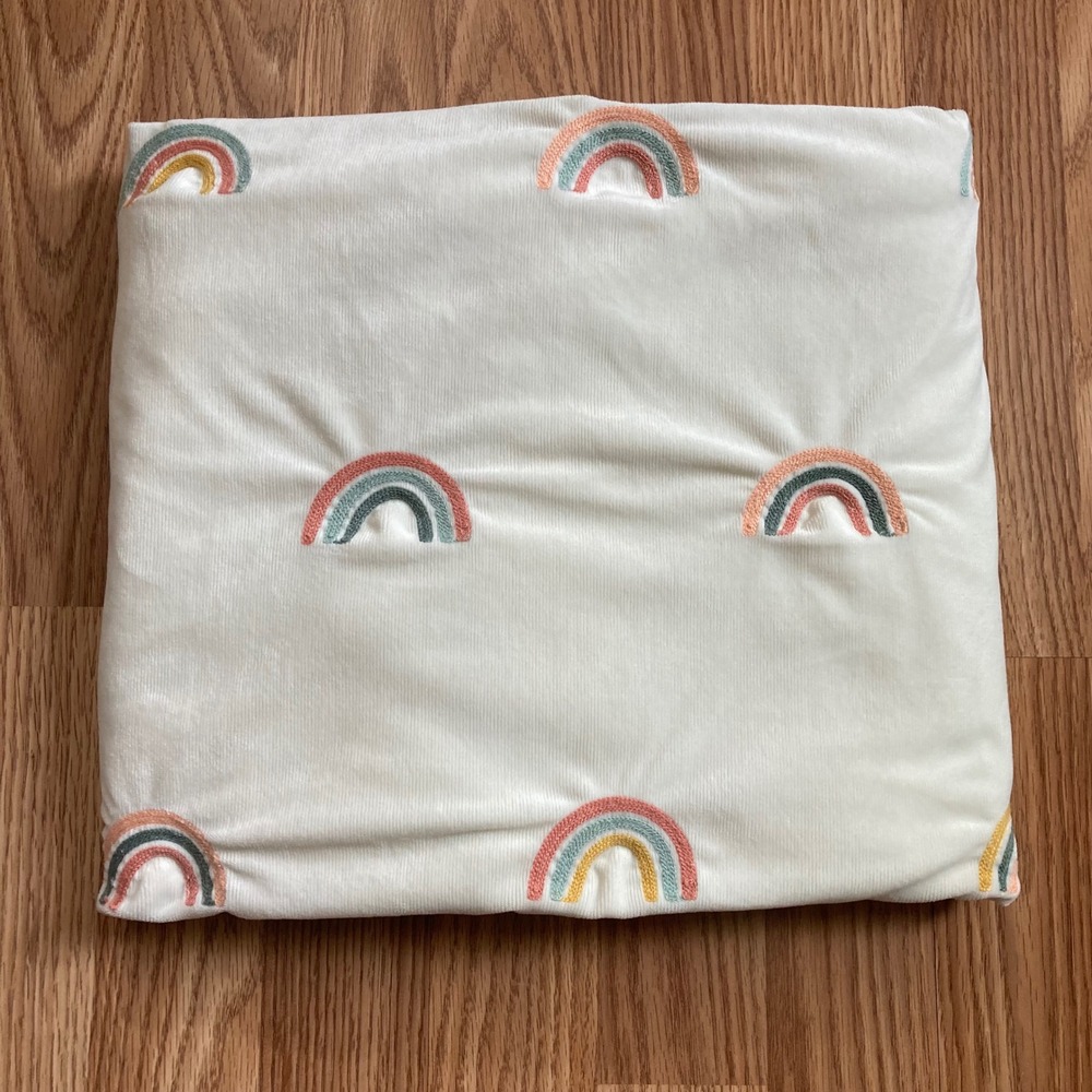 Cloud Island Rainbow Baby Blanket Plush Velour Cream 2021 Multicolor 36 x 30